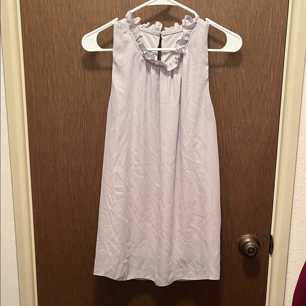 Light gray Sleeveless shirt with Ruffle Neckline